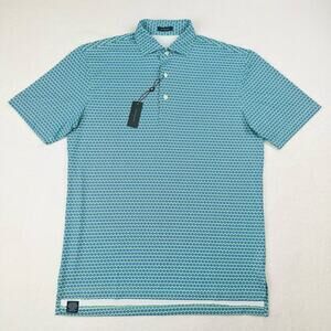 Turtleson Men’s Medium Green Blue Fruit Slice Performance Golf Polo Shirt